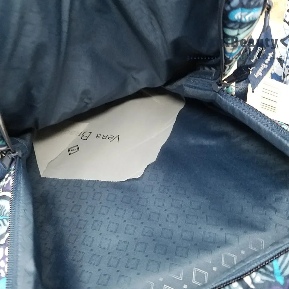 Vera Bradley Essential Expandable LG Quilted Blue Island Medallion Backpack New - Picture 3 of 13